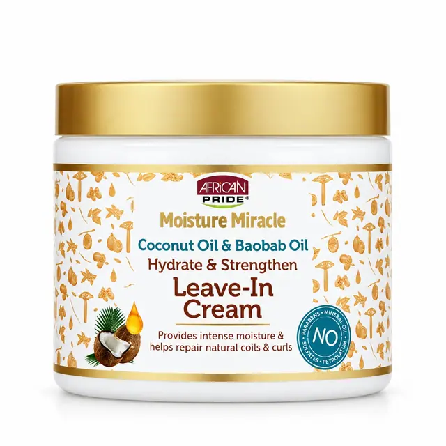 African Pride Moisture Miracle Coconut Oil & Baobab Oil Hydrate & Strengthen Leave-In Cream 425 gr