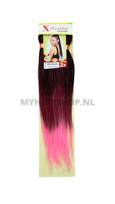 X-Pression Pre-Stretched Braid 2X 46 Inches #OM/Cherry Blossom