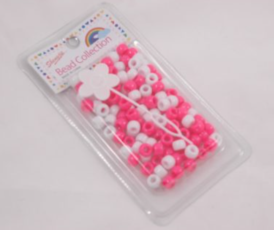 Beads -Kralen rose-wit
