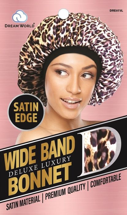Dream World Satin Edge Wide Band Deluxe Luxury Bonnet - Leopard