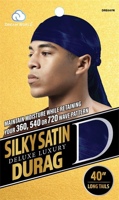 Dream World Silky & Shiny Deluxe Luxury Du-Rag Navy