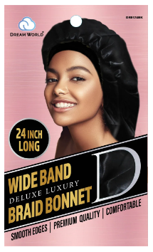 Dream World Wide Band Braid Bonnet XL Black - DRE174BK